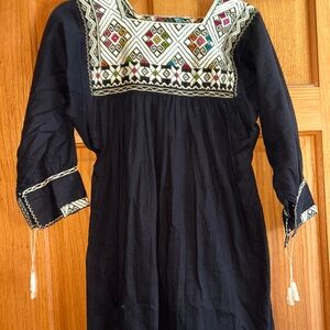 Black Embroidered Tunic Dress